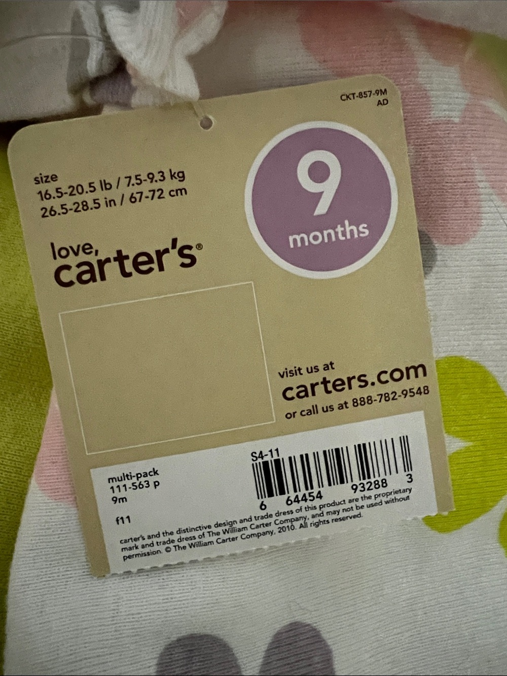 Carter's Little Layette Infant 5 Pack 100% Cotton Short Sleeve Bodysuits 9MO NWT - Picture 10 of 12